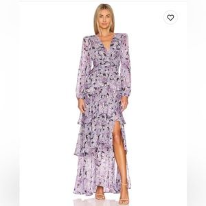 ASTR the Label Anora Revolve Floral Maxi Dress Open Back Large